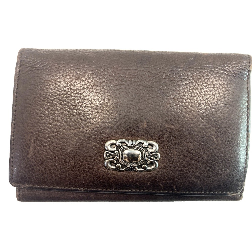 Vtg Fossil Trifold Brown Distressed Leather Wallet 6x4
